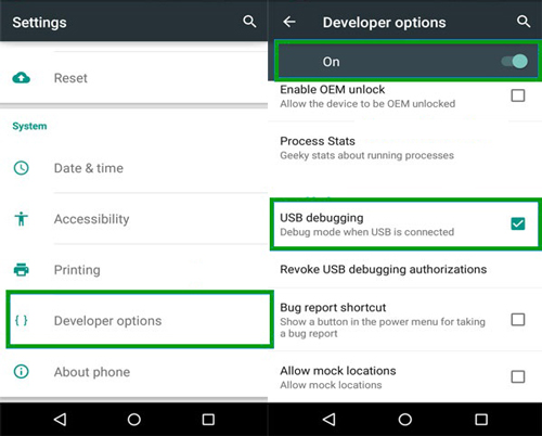 enable usb debuggingon android 5.0