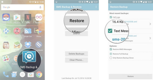 how to recover deleted text messages on android via sms backup and restore