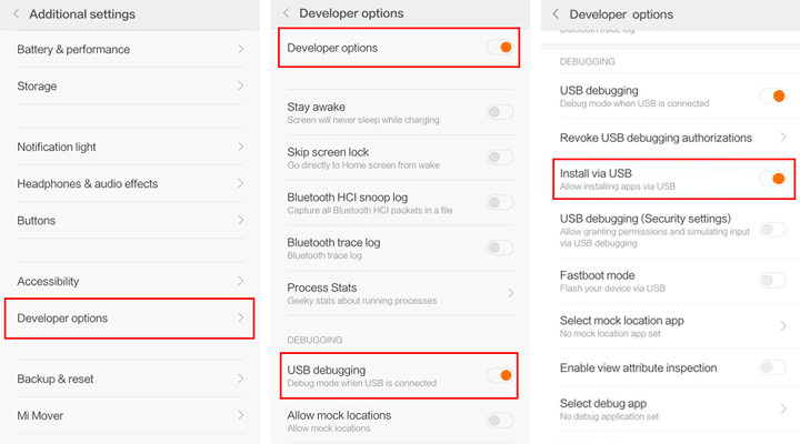 enable usb debugging xiaomi mi phone