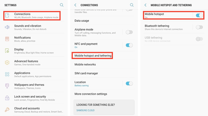 enable wifi hotspot on samsung