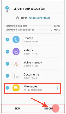 restore icloud sms to android