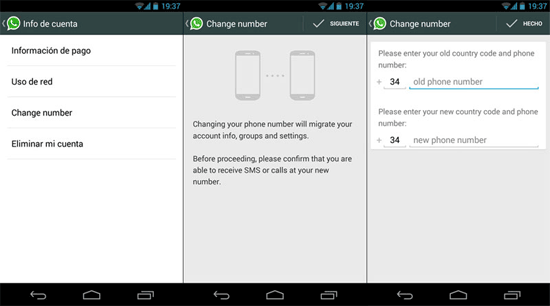 how to transfer whatsapp to new phone via change number feature