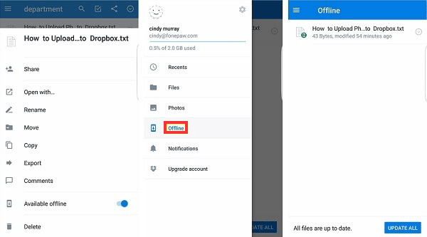 dropbox tips on android