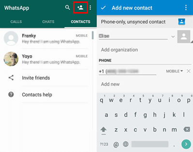 add whatsapp contacts on android