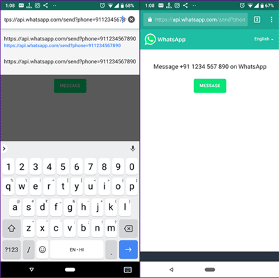 chat on whatsapp without saving contacts