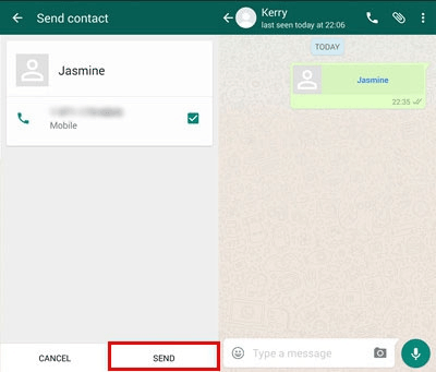 share whatsapp contacts on android