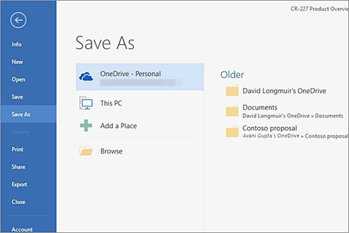 save files to onedrive