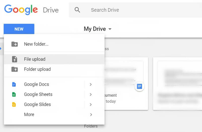 select file upload on google drive