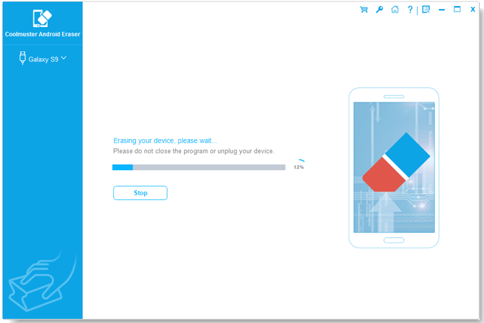 start to erase android data