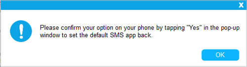 set sms app back