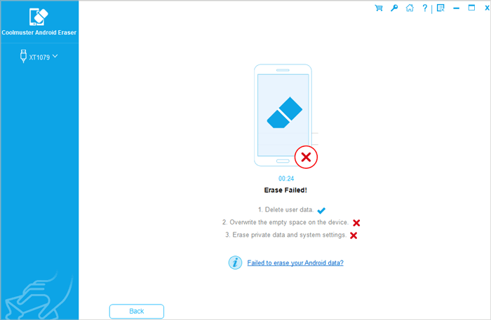 how to fix if i fail to erase data on android