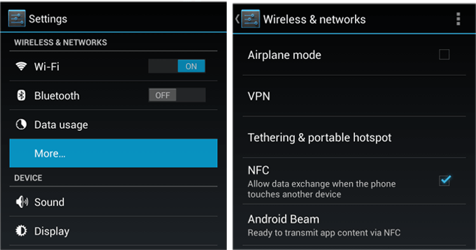 turn on nfc on both devices