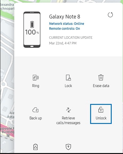 bypass fingerprint on android samsung device via find my mobile