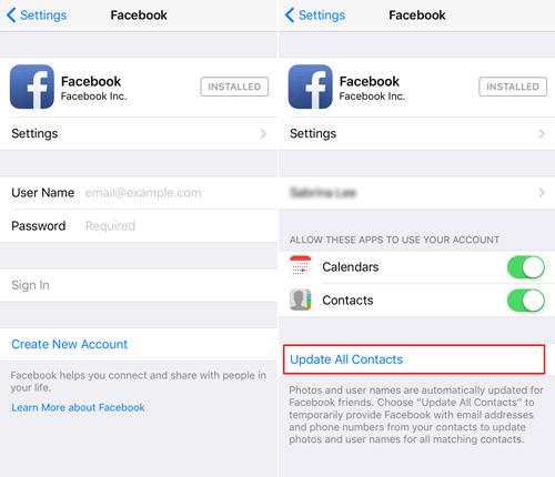 import facebook contacts to iphone