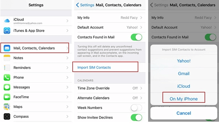 how to send a contact on iphone from sim card to iphone