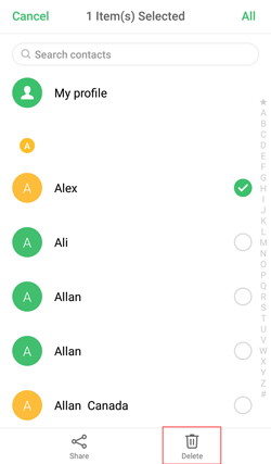 how to delete contacts on android