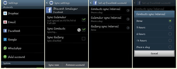 delete facebook contacts on android