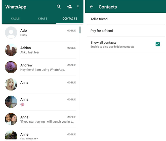 delete whatsapp contacts on android