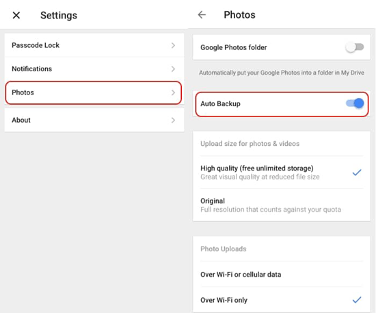 backup iphone photos with google drive