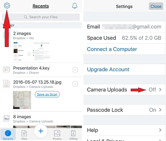 save pictures from iphone to dropbox