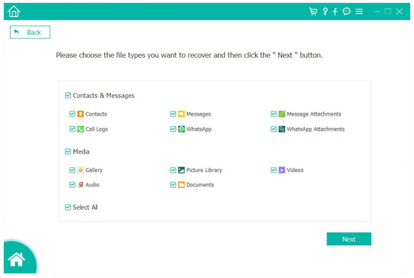 connect your samsung phone to the computer via a usb cable and select data types