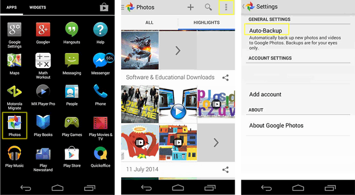 auto backup photos on android