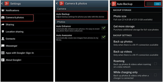 back up pictures for android with google plus