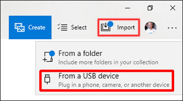 import photos from a usb device