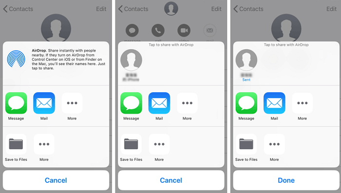 share contacts via airdrop