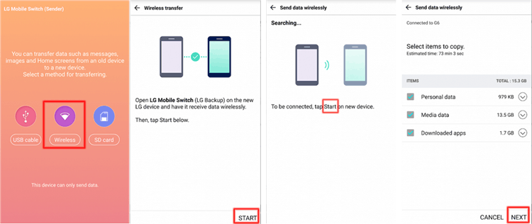 samsung to lg transfer via lg mobile switch