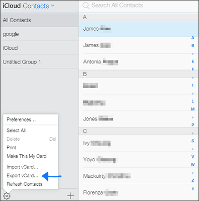 export contacts