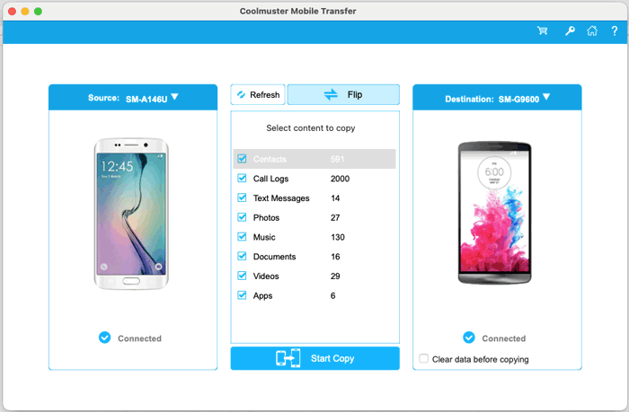 transfer data from android to android