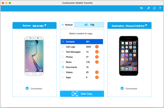 transfer data from android to ios