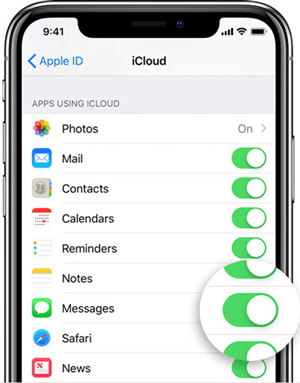 disable messages in icloud settings on iphone to stop the download