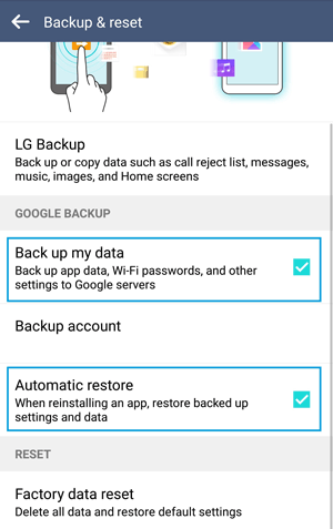 Reset, Backup device