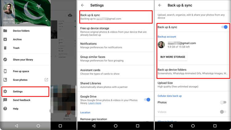 android backup to pc via google photos