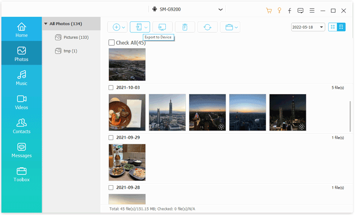 start to transfer photos from iphone to ipad