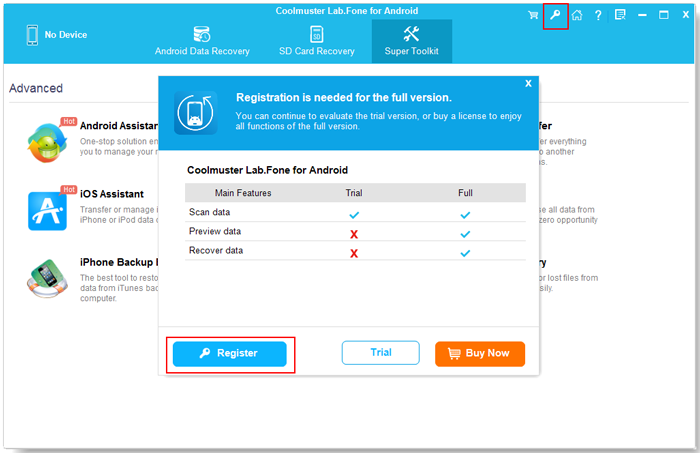 register the software