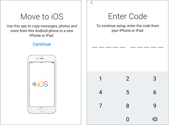 set up the devices to transfer contacts from xperia to iphone via move to ios