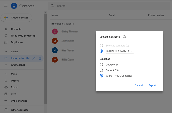 export android contacts to excel with google contacts