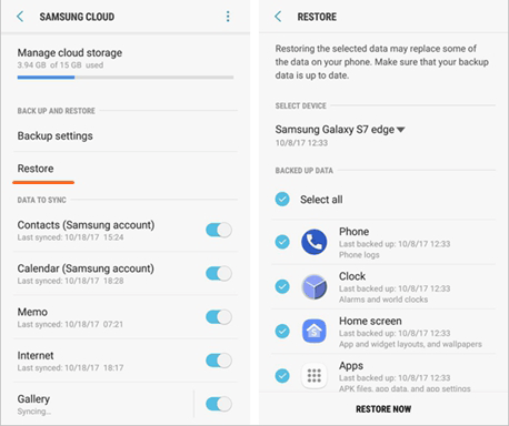 how to restore samsung cloud backup