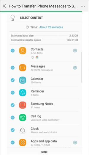 transfer texts from iphone to android with smart switch