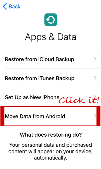 transfer android to iphone with move to ios app