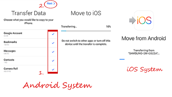 how to send video from android to iphone with move to ios