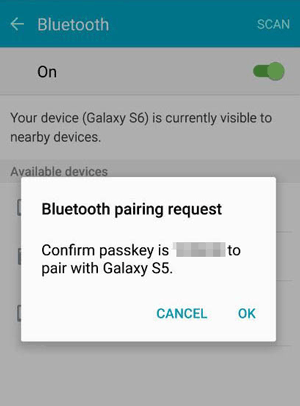 turn on bluetooth to transfer data from motorola to samsung