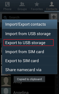 choose export to usb storage