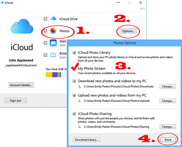 see photos on iphone on pc with icloud