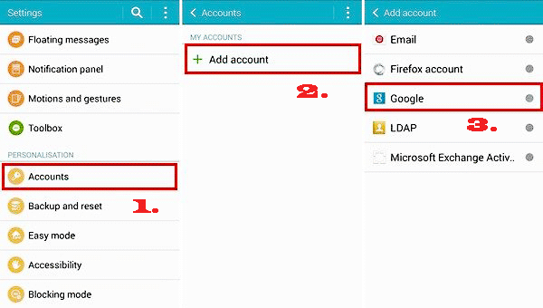 transfer data from sony to samsung with google account