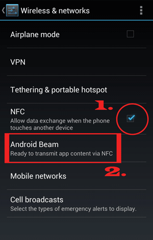 toggle on the nfc option