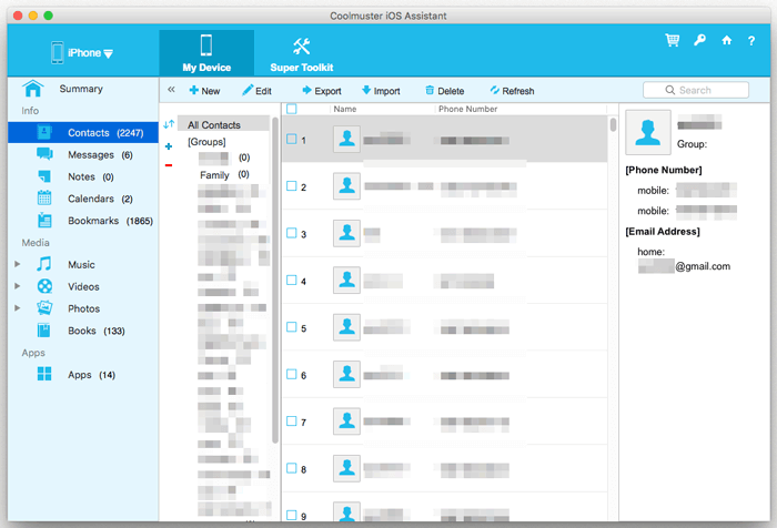 conduct iphone data transfer on mac when connected via coolmuster ios assistant